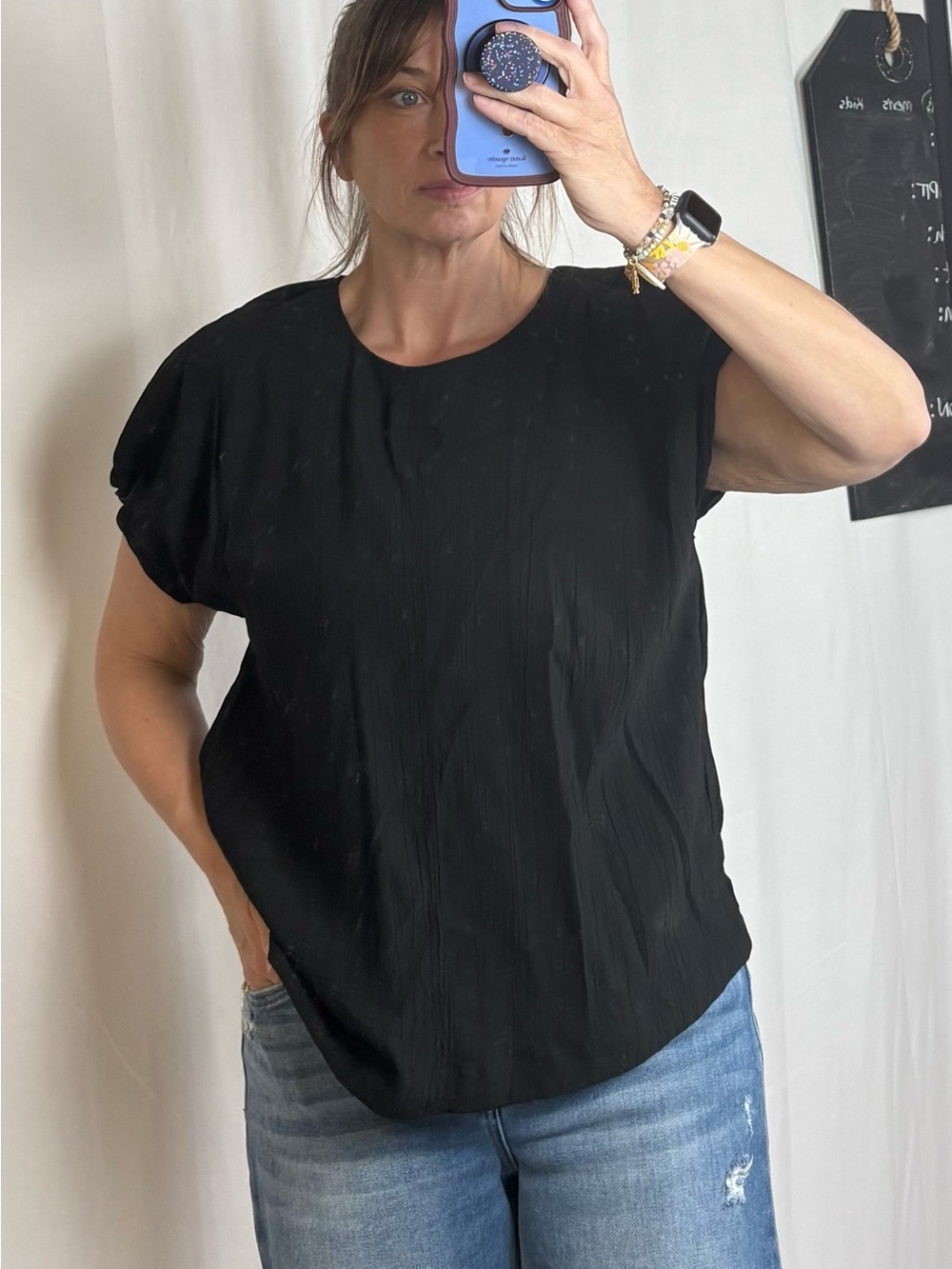 next Black Short Sleeve Textured Tee